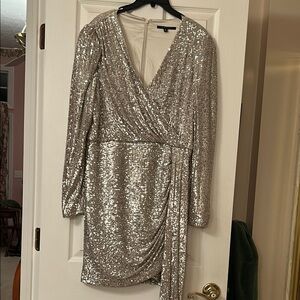 Gold Sequin Wrap Dress